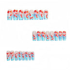 Kentrim Jelly Glue Blue Kentrim Koi Fish Water Gradient Medium Square Press On Nails - 24 Pieces (12 Sizes)
