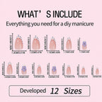 Kentrim Jelly Glue Red Kentrim Red Ombre Floral Almond Press On Nails - 24 Pieces (12 Sizes)