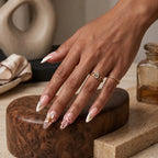 Kentrim Jelly Glue Pink Kentrim Nude Pink French Press On Nails with Leopard & Bow Details- 24 Pieces (12 Sizes)