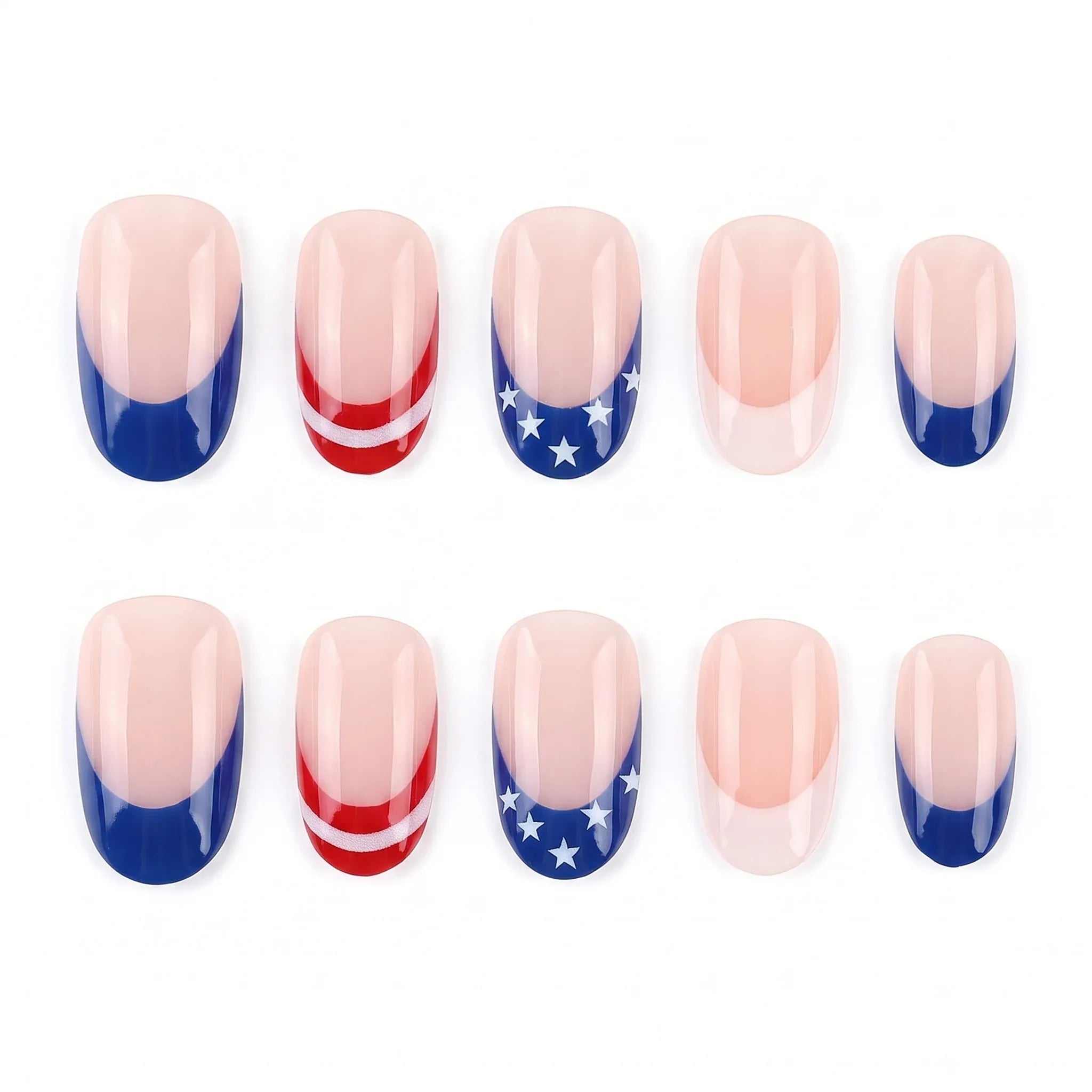 American Flag Press On Nails – French Tip Almond Design Secondary image