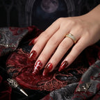 Kentrim Jelly Glue Red Kentrim Blood Amber Marbled Almond Halloween Press On Nails - 24 Pieces (12 Sizes)
